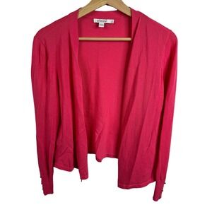 Chico's Women's‎ Cardigan Sweater Pink Cotton Blend Open Front Sz 1 Casual